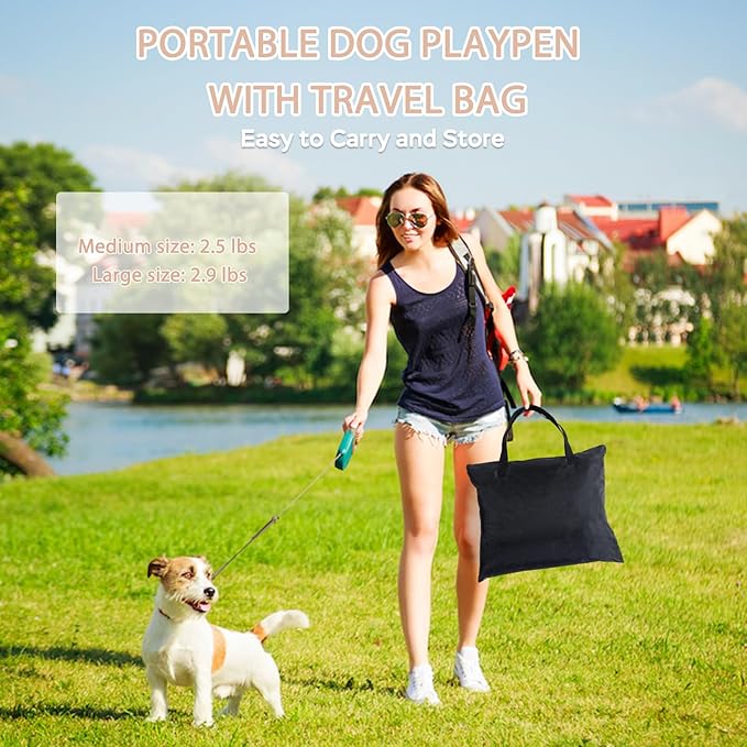 Dog Play Pen with Waterproof pad,Portable Dog Crates for Medium Dogs Kennel Tent,Dog Cages Indoor Breathable Mesh Collapsible Dog House Travel Playpen for Dogs Indoor & Outdoor(Medium, Beige)