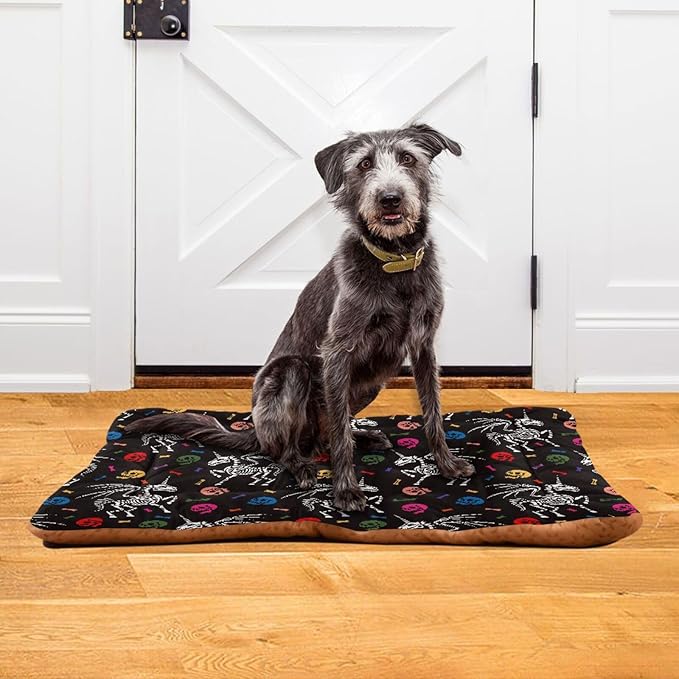 Pet Bed Gothic Unicorn Skeleton Skull Dog Bed Mat Absorbing Non Slip Pad Pet Sleeping Mat for Small, Medium, and Large Dogs Puppy Cat 36 in x 24 in