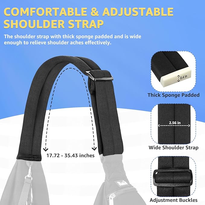 Lukovee Pet Sling, Hand Free Dog Sling Carrier Adjustable Padded Strap Tote Bag, Shoulder Bag with Safety Belt & Front Pocket for Small Dog Cat Puppy (Black-WY,M)