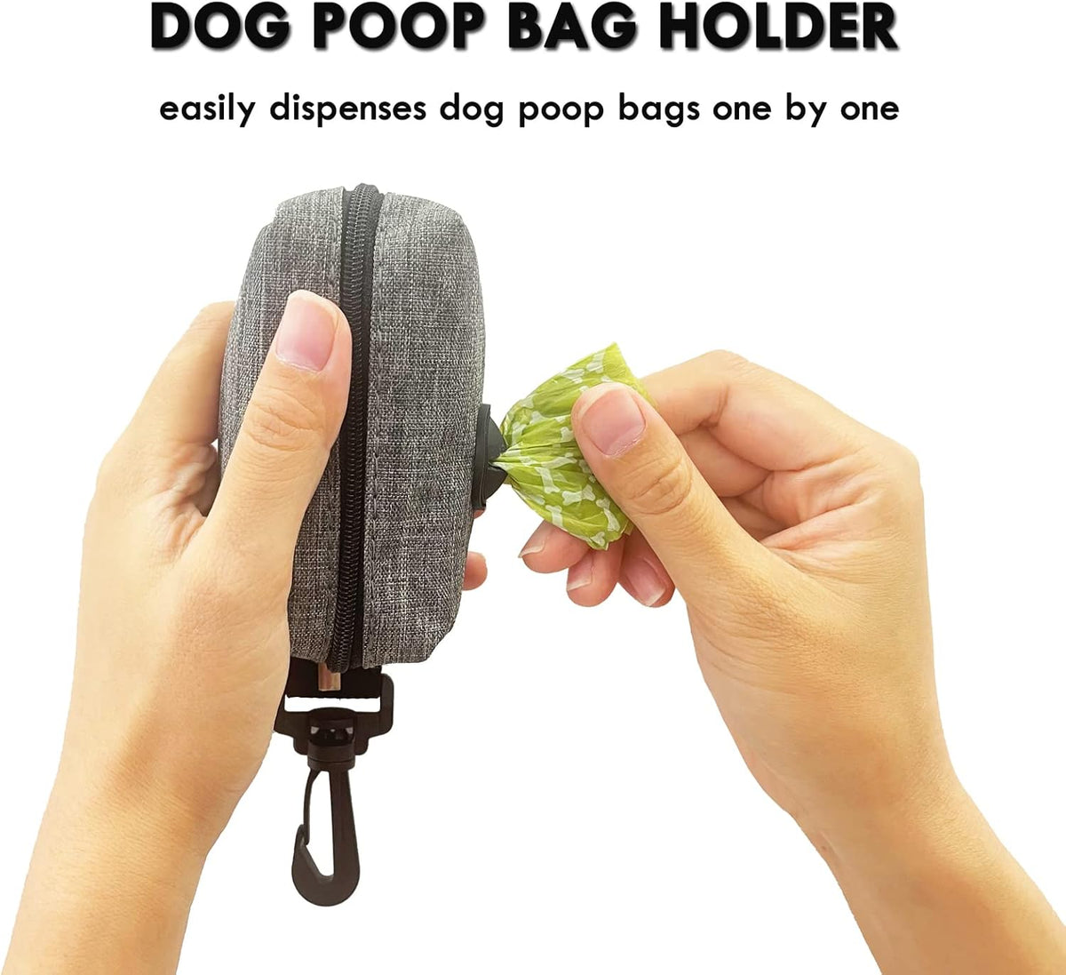 (2 Pack) Dog Poop Bag Holder for Leash,Doggie Waste Bag Dispenser Small Doggy Poop Bag Zipper Pouch with Carabiner Clip, Leash Attachment Holder for Pet Puppy Poop Bags