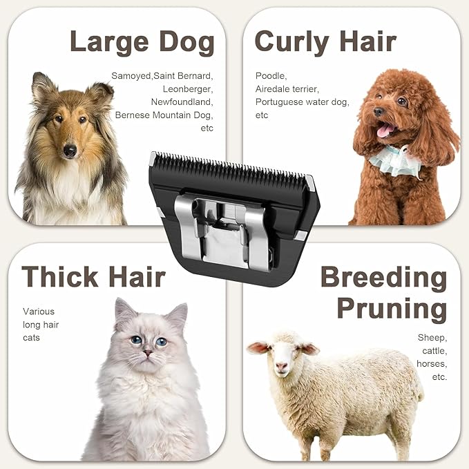 5PCS Wide Blade Dog Grooming Blades Compatible with Andis Dog Clipper,Dog Grooming Wide Blade compatiblewith Wahl km10 Clippers/Oster A5 Type Blade,for Animal Dog,Cat,Horse (30W+10W+7FW+5FW+4FW)