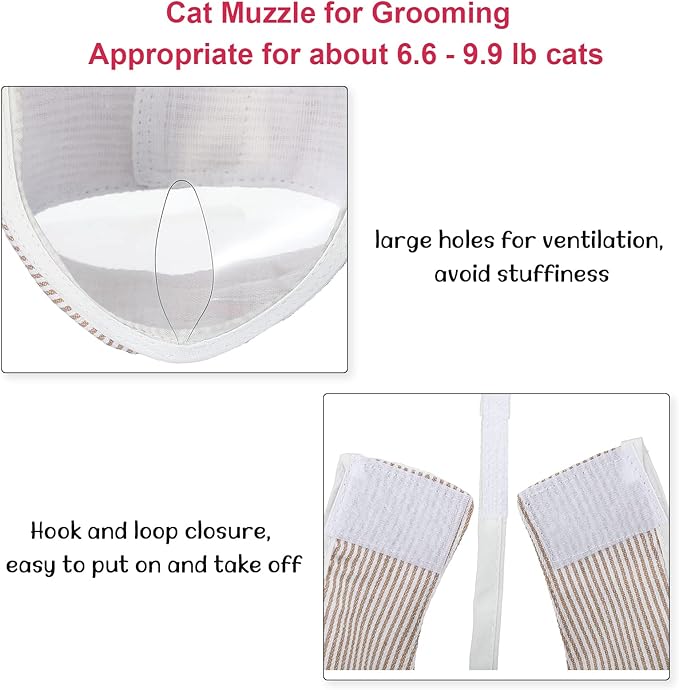 LEIFIDE 7 Pcs Cat Muzzle for Grooming Including 1 Muzzle Bathing 4 Boots 2 Nail Clippers Trimmer Breathable Anti Bite Mask Shoes for Cats Anti Scratch Paw Covers for Pet Grooming Shaving Bathing