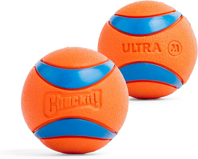 Chuckit! Ultra Ball Dog Toy - Medium Bouncy Fetch Balls For Dogs 20-60 lbs - Made from Durable Rubber - Floating Water Pet Toys - Size Medium - 2.5-inch Diameter - Pack of 2