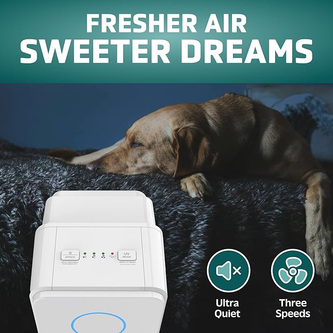 GermGuardian Air Purifier for Homes with Pets, H13 Pet HEPA Filter, Removes Pet Dander, Dust, Allergens, Smoke, Pollen, Odors, Mold, UV-C Light Helps Reduce Germs, 22 Inch, White, AC4300WPT