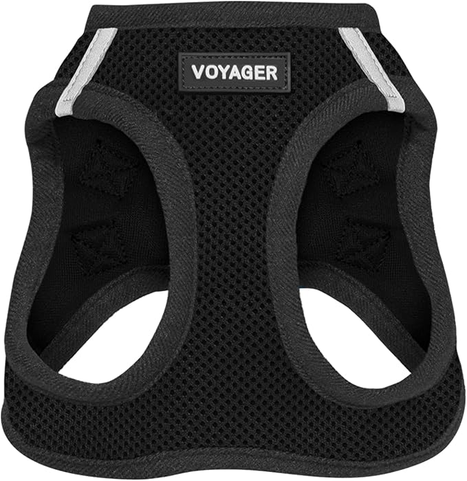 Best Pet Supplies Voyager Step-in Air Harness - All Weather Mesh, Reflective, No Pull Harness for Dogs, Cats - Secure with Hook & Loop Fastener, Buckle, Double D-Rings - Black, M