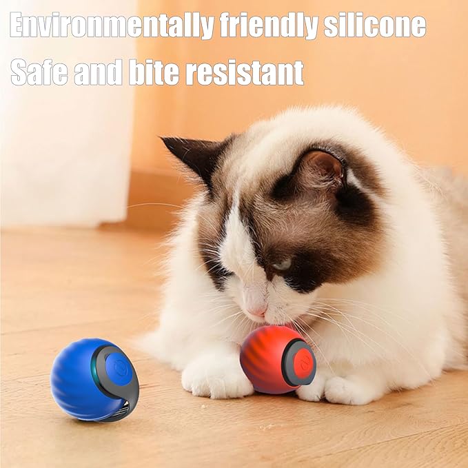 Interactive Cat Toys for Indoor Cats, 2Packs and 4 Tails Automatic Moving Cat Toys Ball,Cat Toy,Two Speed Tails Adjustment (Orange + Blue)