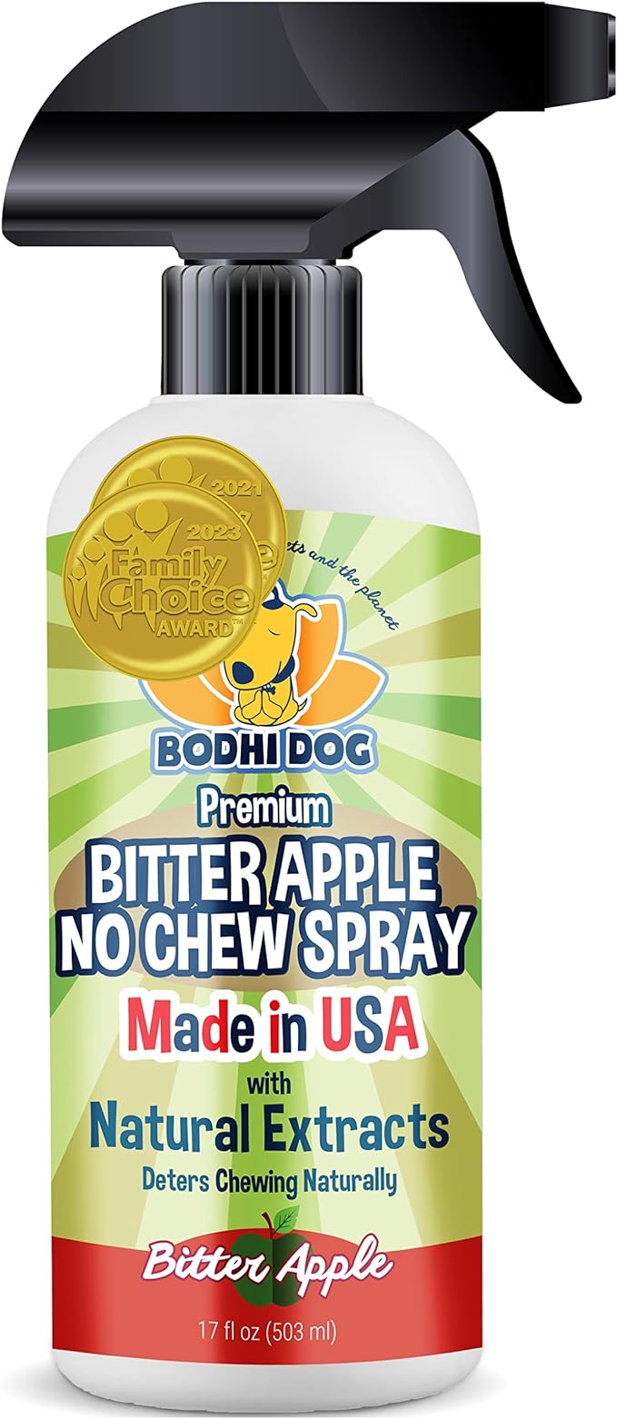 Bodhi Dog Bitter Apple No Chew Spray - Natural Training Aid for Dogs & Puppies - Discourages Pet from Chewing and Biting on Furniture, Shoes, Plants & More - Safe, Humane, Made in USA (17 Fl Oz)