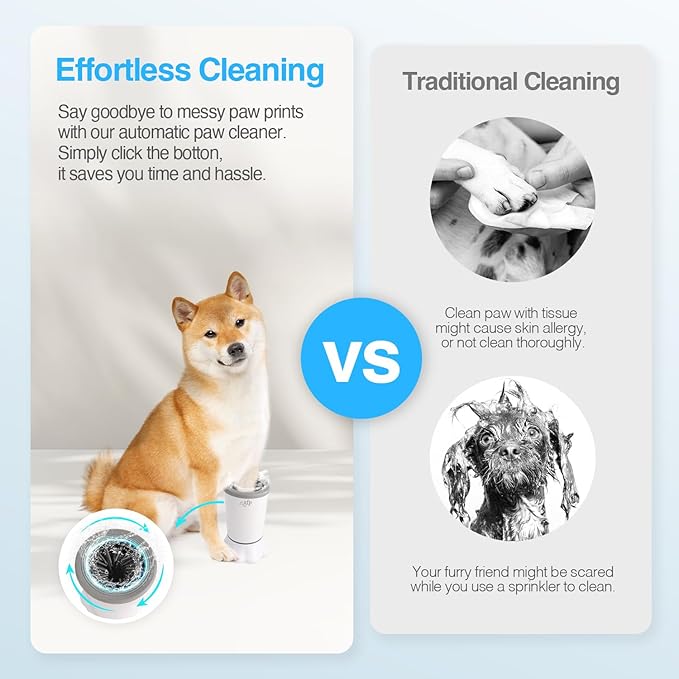 ALL FOR PAWS Low Noise Automatic Dog Paw Cleaner Electric Dog Paw Washer Cup for Dog Muddy Claws, USB Rechargeable Pet Foot Washer for Small and Medium-Sized Dogs
