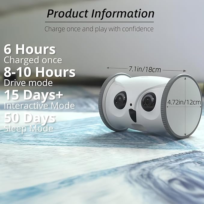 Owl Robot: 1080P Full HD Pet Camera with Treat Dispenser, Interactive Toy for Dogs and Cats, Full House Mobile Monitoring via App,2 Way Talk,No Monthly Fee (Only 2.4G WiFi)