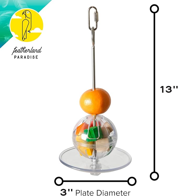 Featherland Paradise - Hanging Buffet Ball - Interactive Bird Toy and Treat Dispenser - Creative Foraging Systems - Ideal for Medium to Extra Large Birds