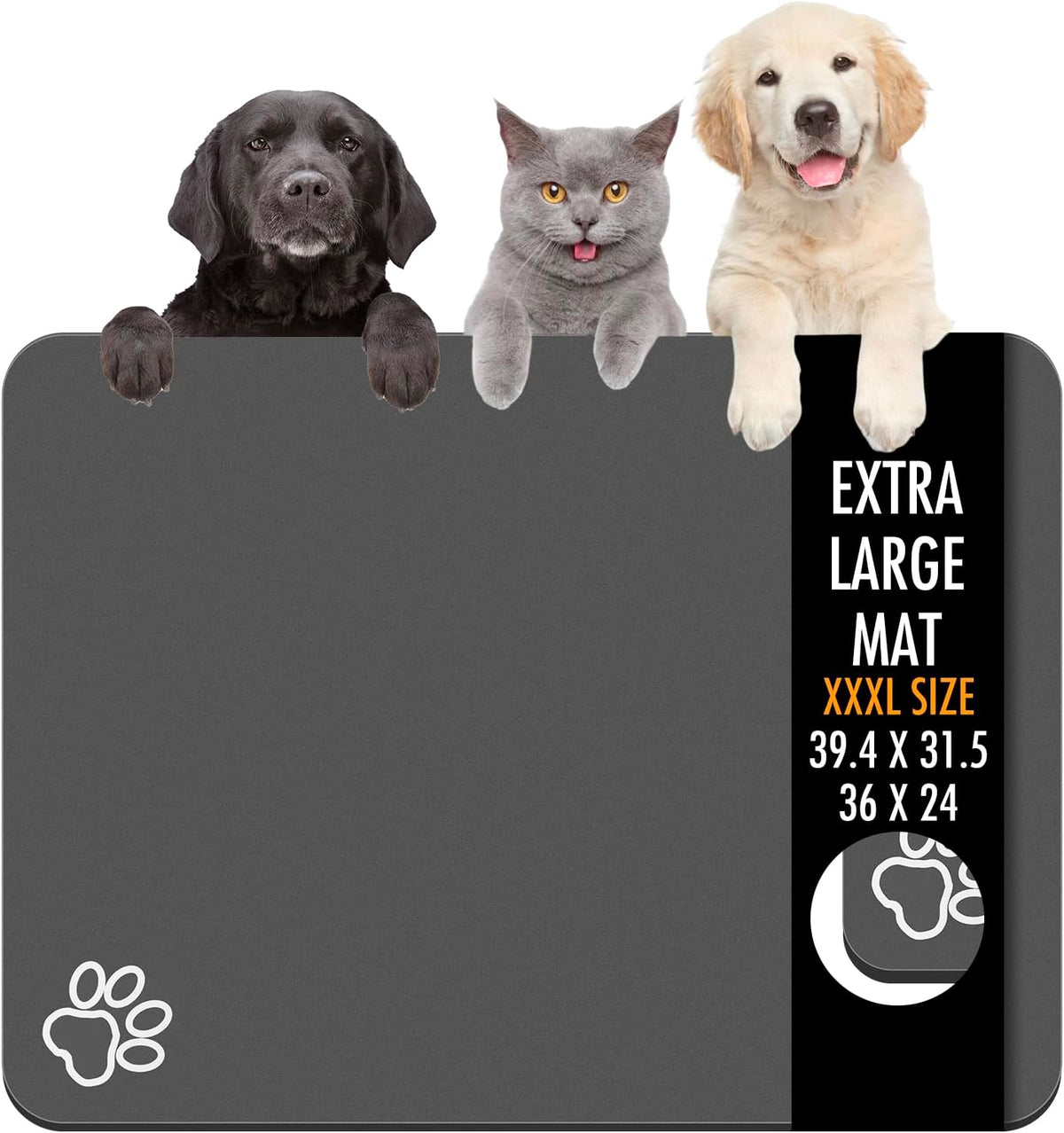 Dog Food Mat, 36" x 24" Extra Large Absorbent Dog Mat for Food and Water, Non Skid Cat Bowl Mat, No Stains Quick Dry for Pet Water Dispenser Pet Supplies for Messy Drinkers