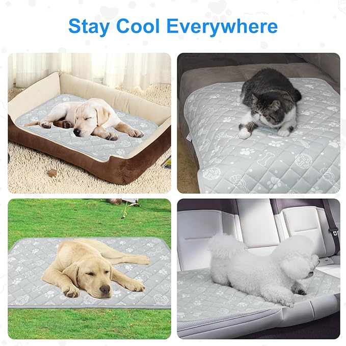 MH MYLUNE HOME Self Cooling Mat for Large Dog, 39”x59” Arc-Chill Cooling Fiber & Endothermic Color Changing Pet Cooling Pad, Foldable & Washable Non-Toxic Summer Pet Blanket