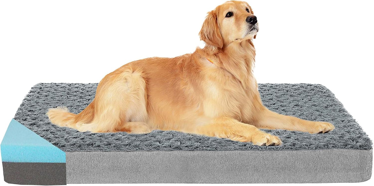 Orthopedic Memory Foam Dog Bed, Cooling Dog Beds for Extra Large Dogs -Waterproof Pet Bed for Crate with Removable Washable Cover, Ideal for Arthritic Dogs, XL(41inch,90Lbs)