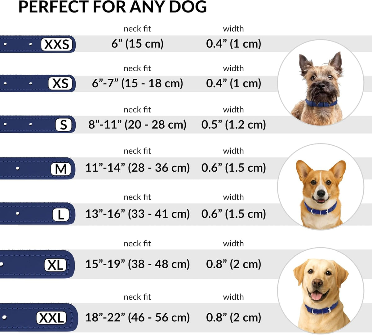 CollarDirect Rolled Leather Dog Collar, Soft Padded Round Puppy Collar, Handmade Genuine Leather Collar Dog Small Large Cat Collars 13 Colors (6-7 Inch, Deep Blue Textured)