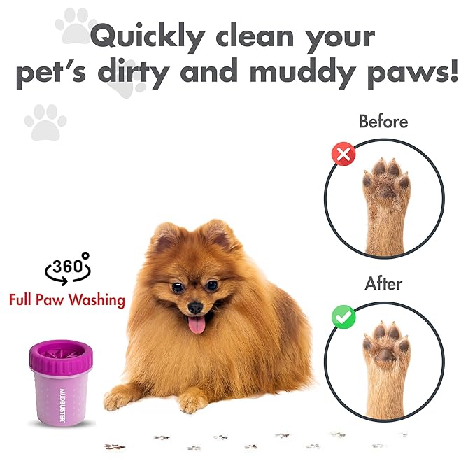 Dexas MudBuster Portable Dog Paw Cleaner, Small, Fuchsia - Premium Quality Pet Accessory