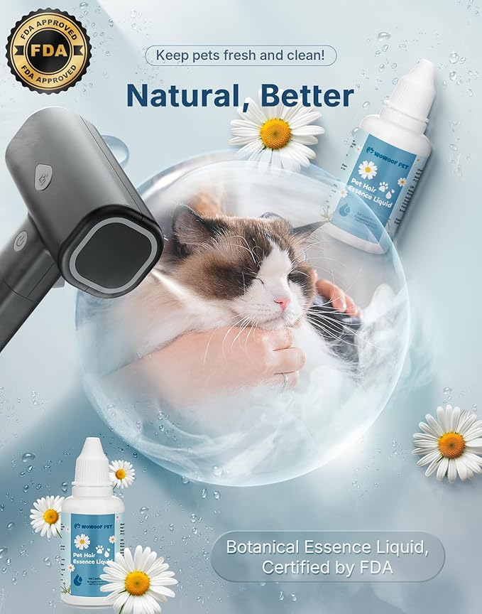 5-in-1 Cat Hair Brush, Dog Grooming Steam Comb for Long Short Haired Indoor Cats Spritz Comb for Deshedding, Detangling, Pet Brush for Kitten Rabbit Massage, with 3 Essence Liquid