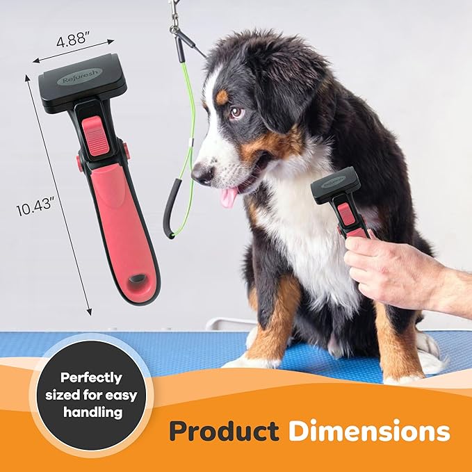 Deshedding Dog Brush for Long Hair (Small,Pink) – Gentle Deshedding tool for Dogs & Cats – Reduces shedding, without damaging topcoat. Removes Loose Fur & Dead Undercoat.