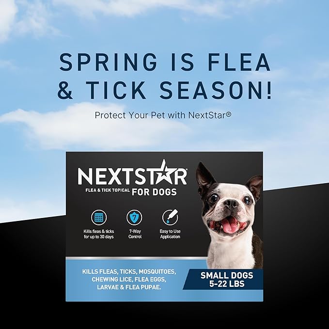NEXTSTAR Flea and Tick Prevention for Dogs, Repellent & Control, Fast Acting Waterproof Topical Drops, Flea and Tick Prevention for Small Dogs, 1 Monthly Dose