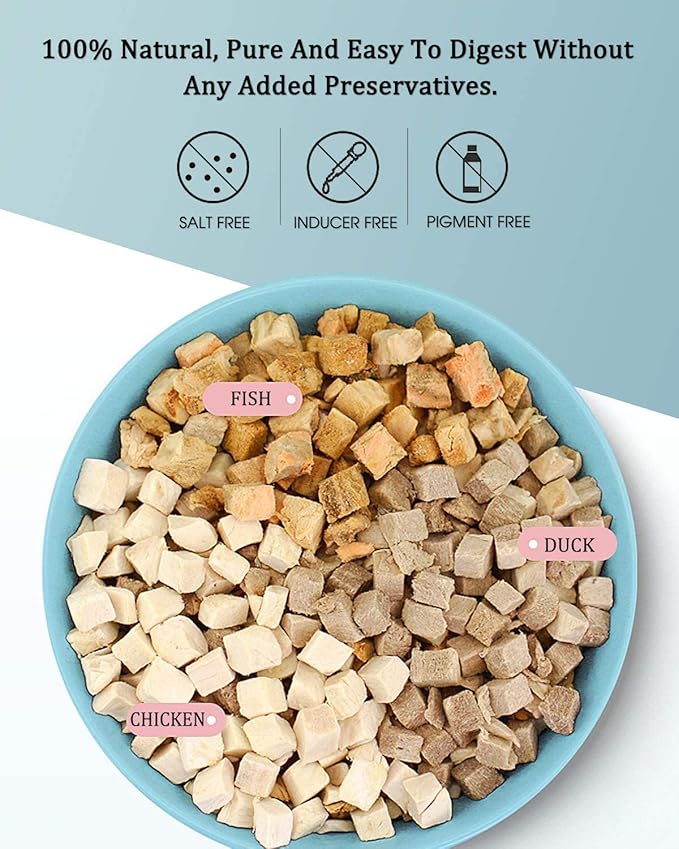 3 in 1 Meat Turtle Food - Chicken & Duck & Fish Meat Natural Freeze Dried Human-Grade Turtle Treats (8 OZ)