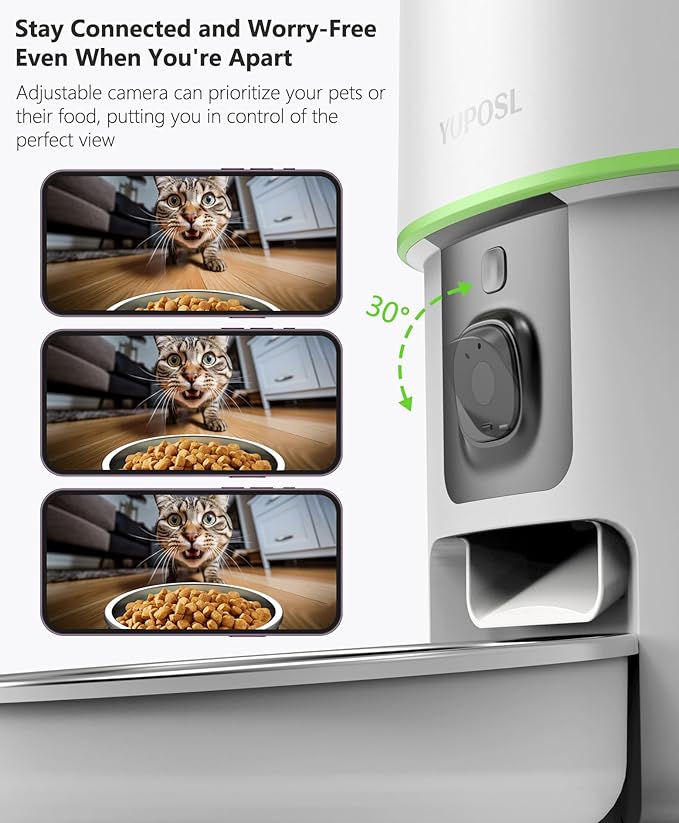 Automatic Cat Feeder with Camera - 5G WiFi Auto Cat Food Dispenser, 1080P HD Video with Night Vision, 1-15 Meals, 1-99 Portions, 2-Way Audio, Keeps Food Fresh, Timed Pet Feeder Also for Dogs