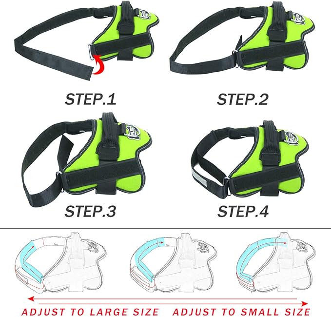 Bolux Dog Harness, No-Pull Reflective Dog Vest, Breathable Adjustable Pet Harness with Handle for Outdoor Walking - No More Pulling, Tugging or Choking (Green, M)