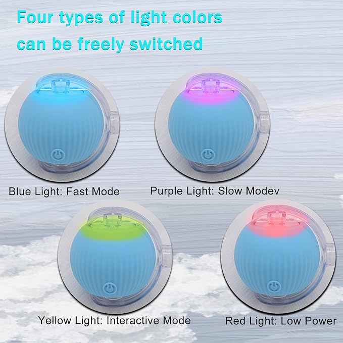 Interactive Cat Dog Toy Ball: Indoor Small Automatic Moving Smart Rolling Fun Pet Game with Led Light and String Tail for Motion Activated, Cute Kitten Puppy Present, Exercise Wheel Supplies (Blue)
