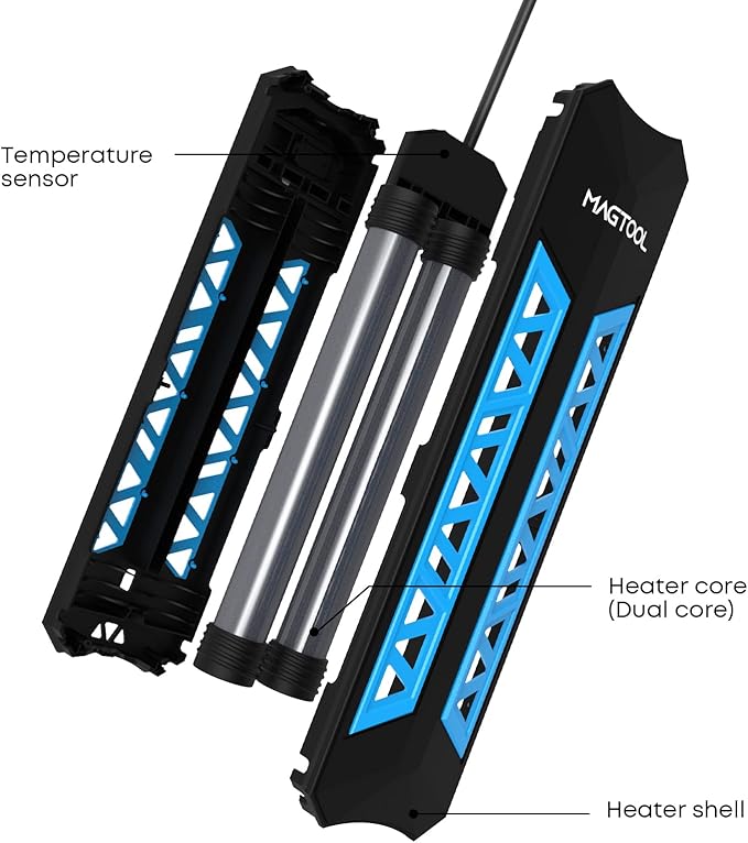 ＭagTool 100-1200W Aquarium Heater, Submersible Fish Tank Heater with Over-Temperature Protection and Automatic Power-Off Fish Heater with Digital Controller for Freshwater and Saltwater
