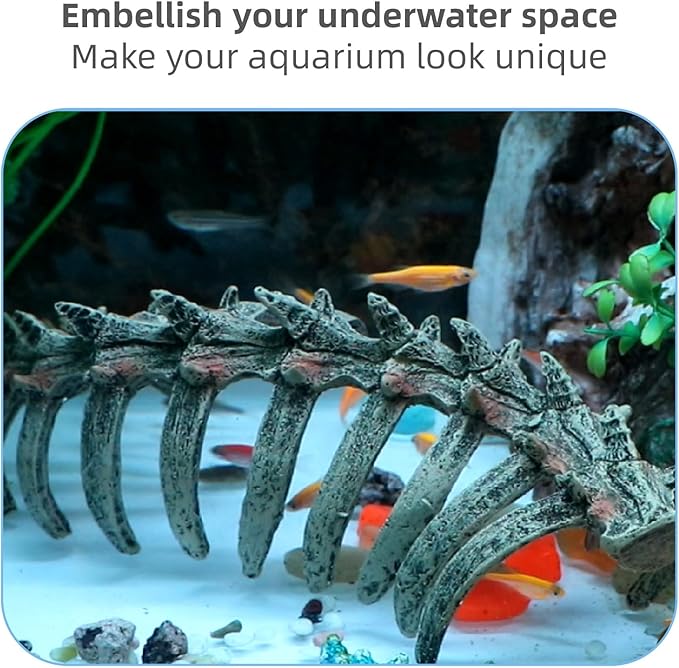 Aquarium Skull Animal Skeletons, Reptile Tank Accessories, Fish Tank Decorations for Amphibians, Betta Fish, Shrimp, Hermit Crab, Leopard Gecko