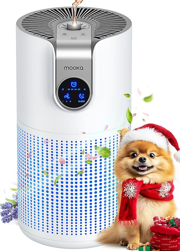 Air Purifiers for Home Large Room Up to 1500ft² with Aromatherapy, MOOKA HEPA Air Purifier for Bedroom Pets Kitchen, Air Filter Cleaner for Wildfire Smoke Pollen Dust Dander Odor, 15dB, M03