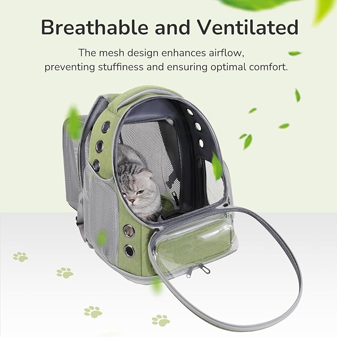 Cat Backpack Carrier for Large Cats, Expandable Cat Bubble Backpack, Dog Carriers for Small Medium Dogs, Airline Approved Pet Carrier for Travel Hiking Outdoor(Green)