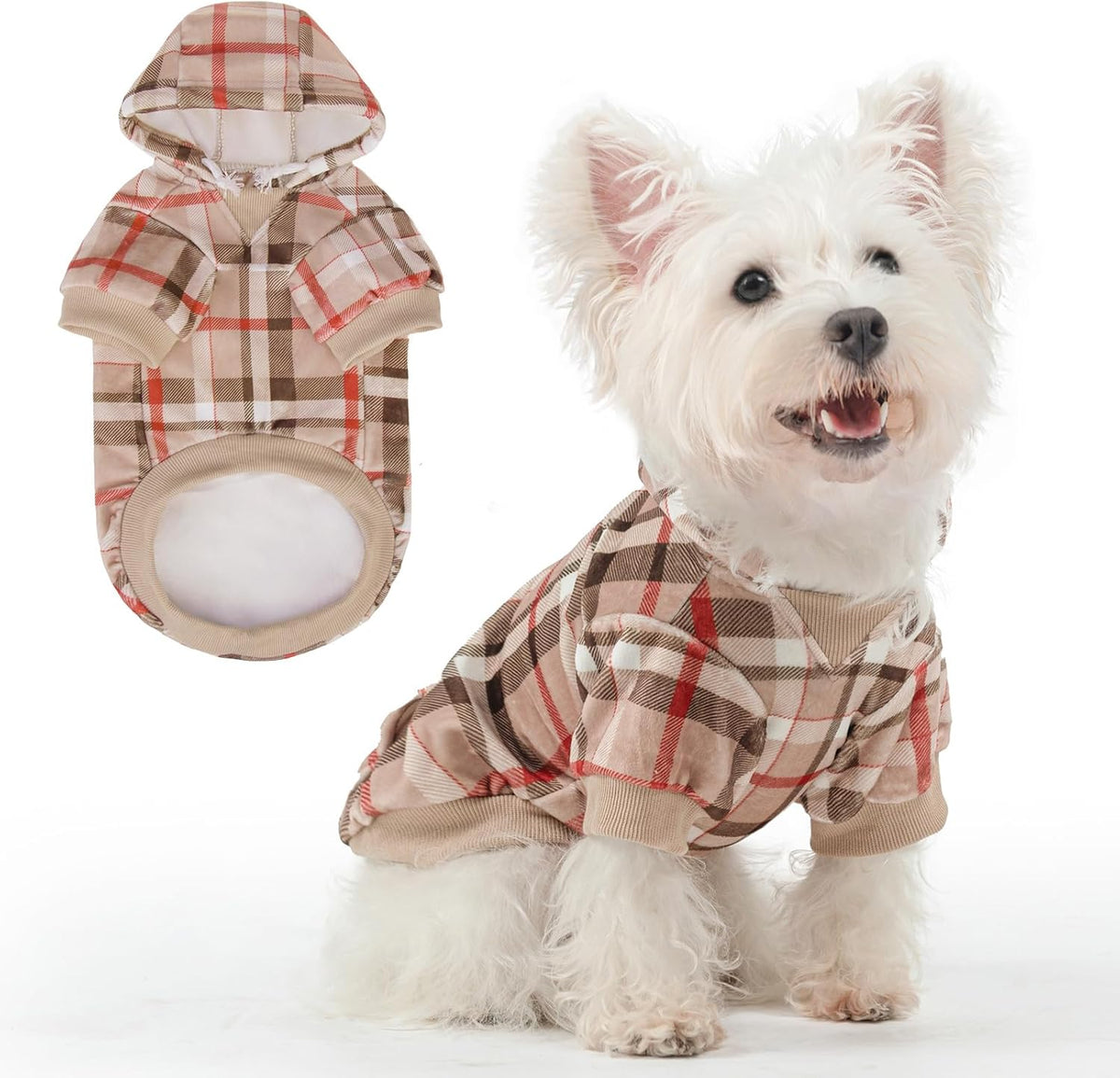 BEAUTYZOO Dog Hoodie Sweaters for Small Medium Large Size Dogs Girls Boys- Premium Quality, Ultra Soft, Superior Comfort Fit, Fleece Lined Hooded Sweatshirt- Cold Weather Pet Clothes Winter Coat,Plaid