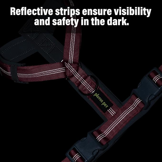 Plutus Pet No Pull Dog Harness, Adjustable Nylon Harness with Soft Padding, Reflective and Heavy Duty Dog Harness for Small, Medium, Large Dogs(Hot Pink, S)