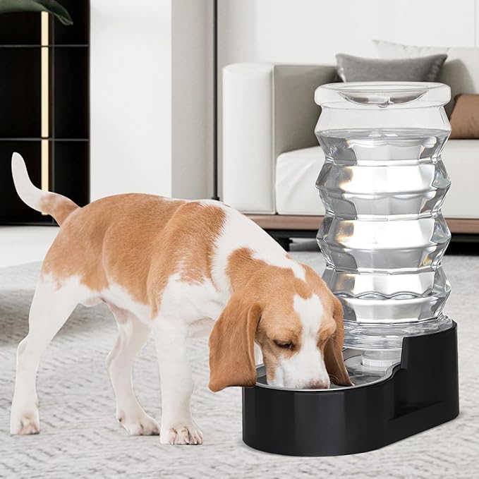 RIZZARI Dog Water Dispenser Bowl: 8L Large Black Stainless Steel Automatic Pet Dispenser with Replaceable Filter - Anti-Splash Design for Busy Owners