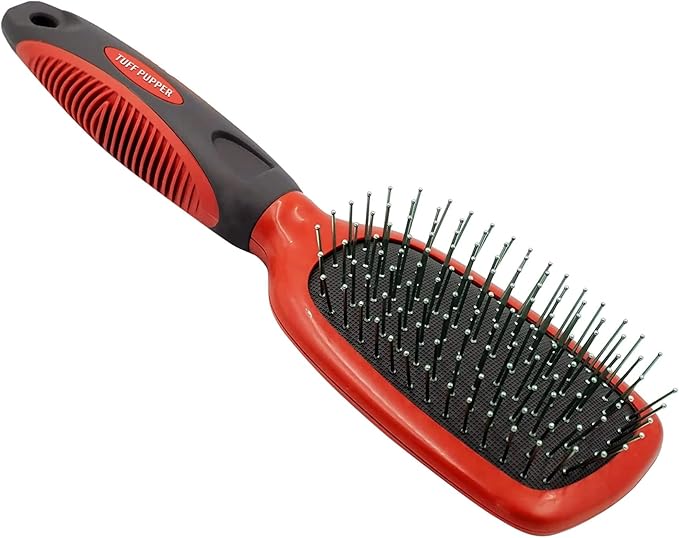 Tuff Pupper Stainless Steel Pin Brush for Long or Short Hair Pets - Detangling & Dematting Undercoat Brush for Dogs, Cats, and All Pets