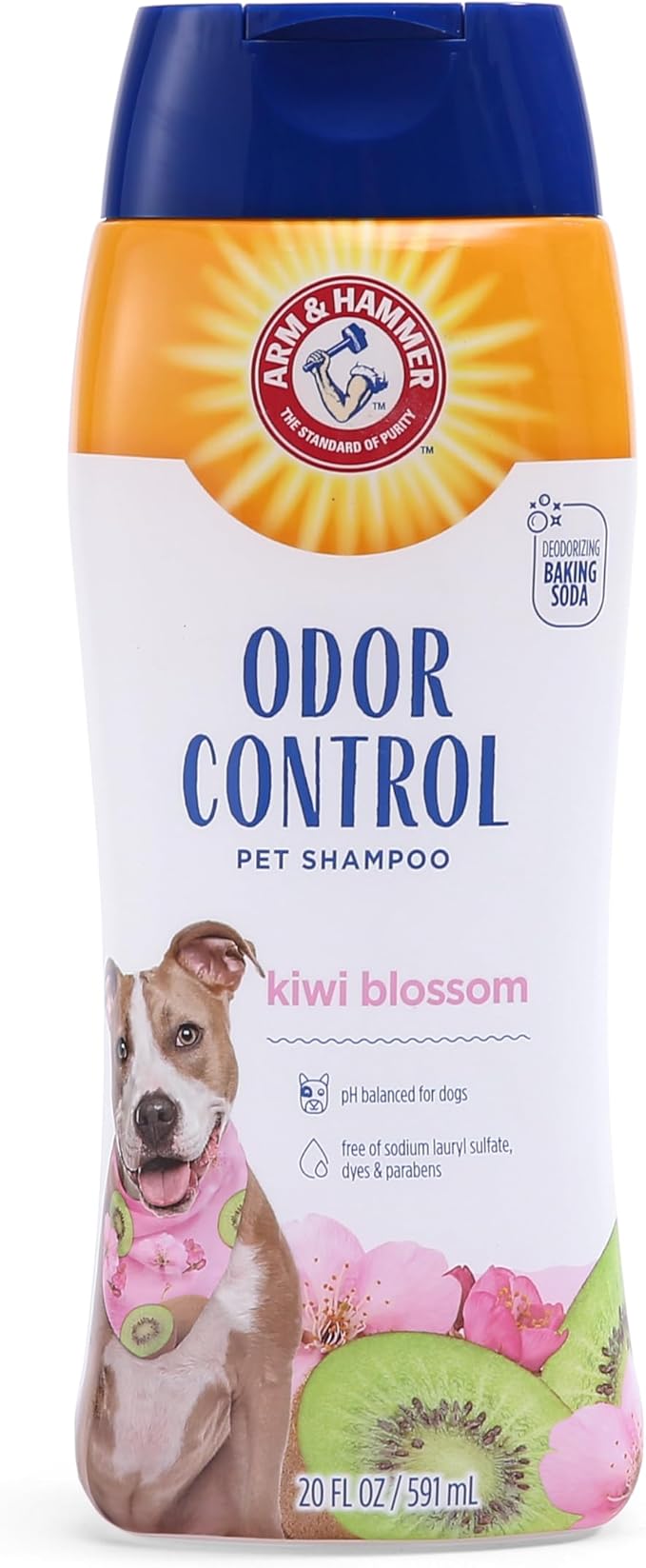 Arm & Hammer Deodorizing Dog Shampoo with Baking Soda for Odor Control, Tearless Moisturizing Formula for Sensitive Skin, Fresh Kiwi Blossom Scent, Safe for Dogs and Puppies, 20 Fl Oz