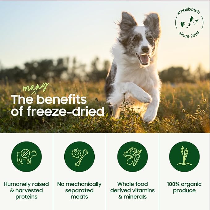 smallbatch Pets Freeze Dried Raw Dog Food, Pork Recipe, 14 oz, Organic High Protein Dog Food, Grain Free, Made in The USA, Humanely Raised Meat, Single Protein, for Picky Eaters, Hydrate & Serve
