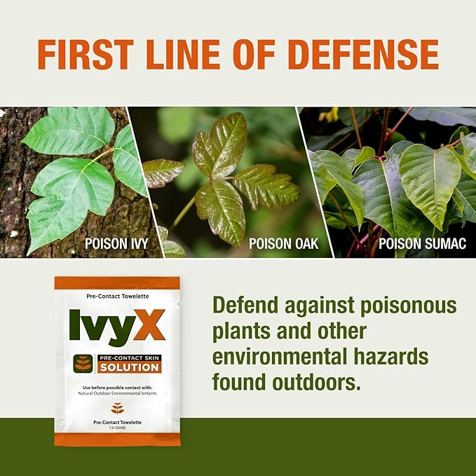 CoreTex Ivy X Pre-Contact Poison Ivy Wipes with Resealable Travel Bag - Pack of 15 Single-Use Barrier Wipes - Also Works on Poison Oak & Sumac Oils - Quick Dry & Chalk-Free Formula
