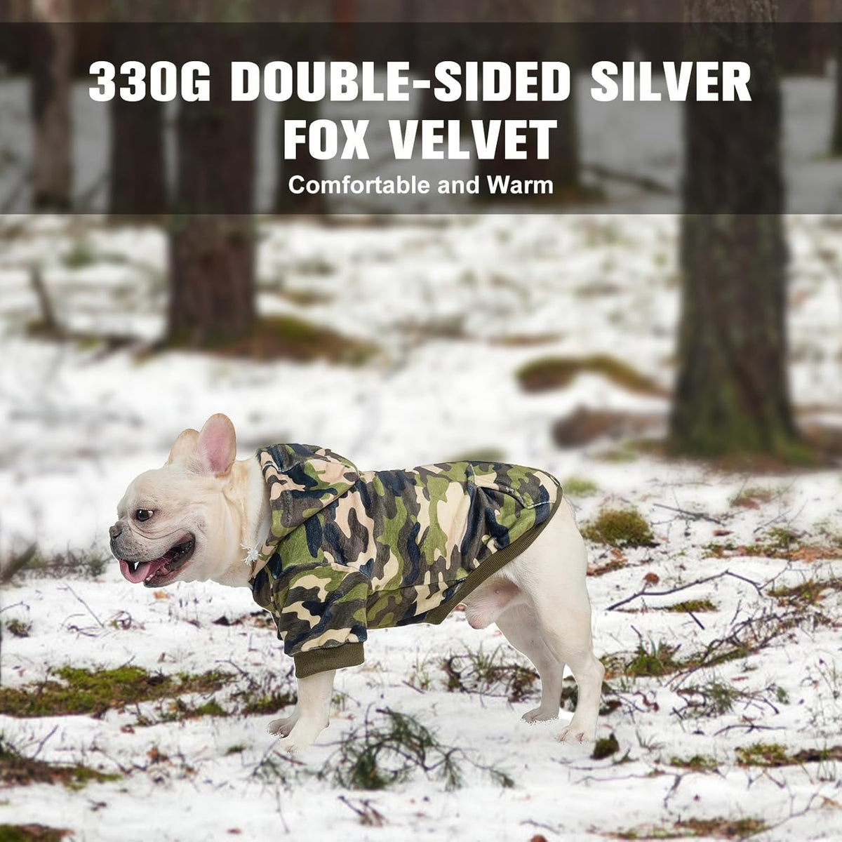 BEAUTYZOO Dog Hoodie for Small Medium Dogs Puppy, Soft Fleece Dog Sweater Cold Weather Coats with Pocket, Pet Outfits Hooded Sweatshirt Chihuahua Cat Jacket Clothing Warm Camo French Bulldog Clothes