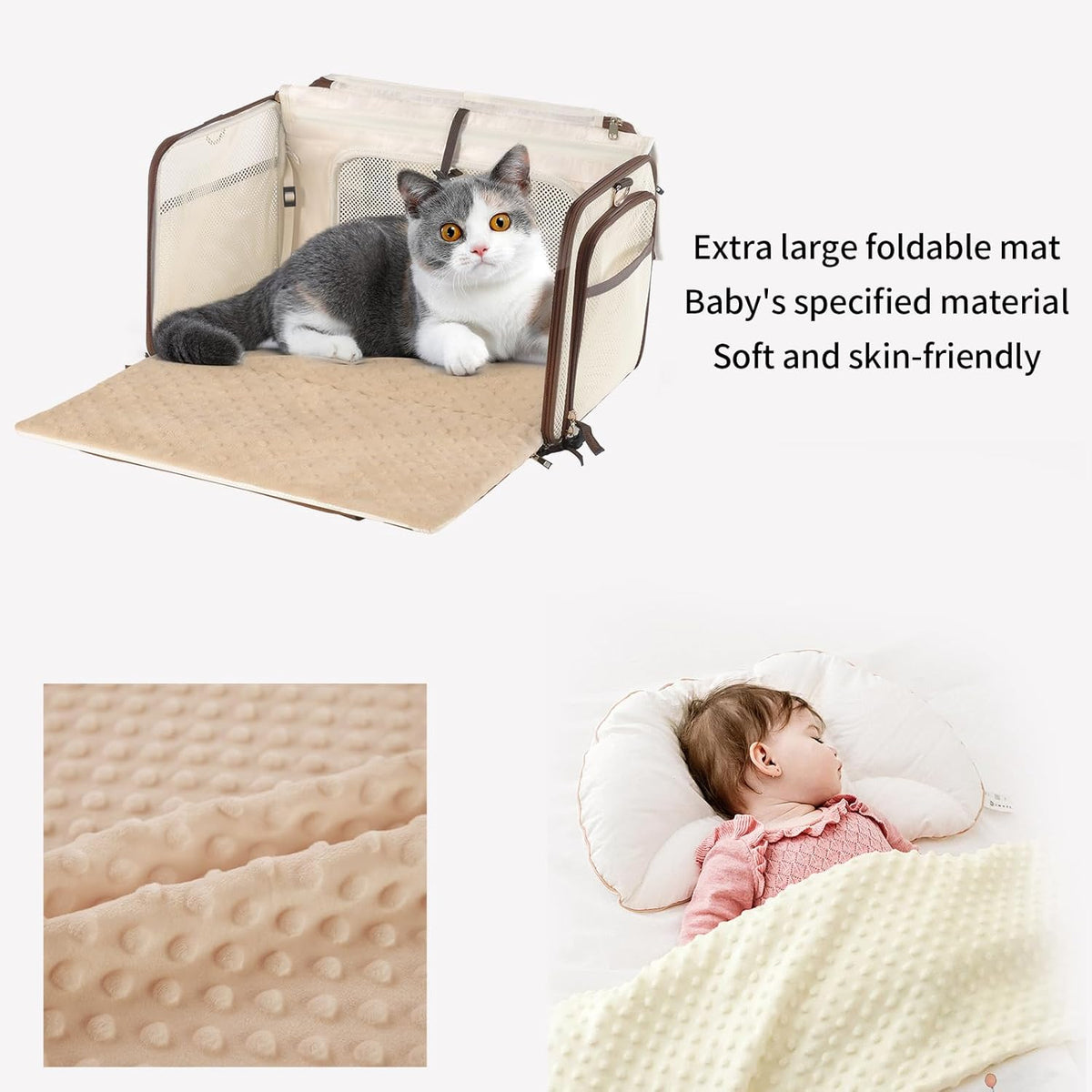 Cat Carrier,Dog Carrier for Small Dogs,TSA Approved/Expandable/3D Foldable Mat/900D Wear Resistant Oxford Fabric,Pet Carrier Airline Approved,Dog Car Seat for Car Travel,Outdoor Camping