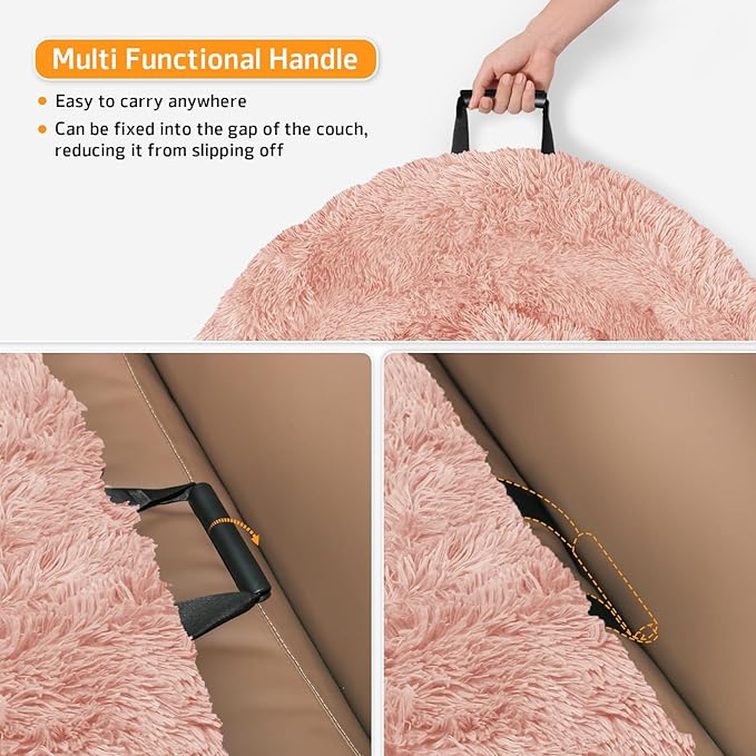 GGIB Calming Dog Bed Fluffy Plush Dog Mat for Furniture Protector with Removable Washable Cover for Large Medium Small Dogs and Cats (Extra Large (53x39.3x6), Pink)