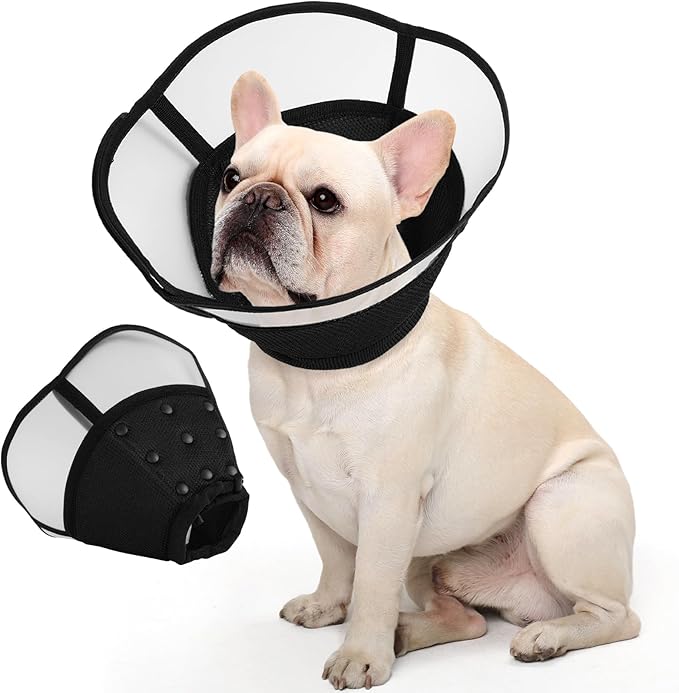 Allroaring Dog Cone Collar, Soft Dog Cones for Medium Dogs After Surgery, Adjustable Pet Cone for Dogs to Stop Licking, Breathable Doggie Elizabethan Collar for Wound Care Spay Neuter, Black M