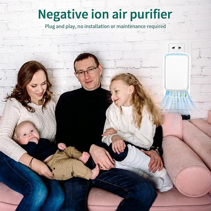 Plug-In Ionic Air Purifier (4), Home Air Ionizer, Silent Filterless Air Purifier, Silent Filterless Air Purifier for Home, Portable Negative Ion Air Freshener for Pet Odors, Dust, and Smoke.