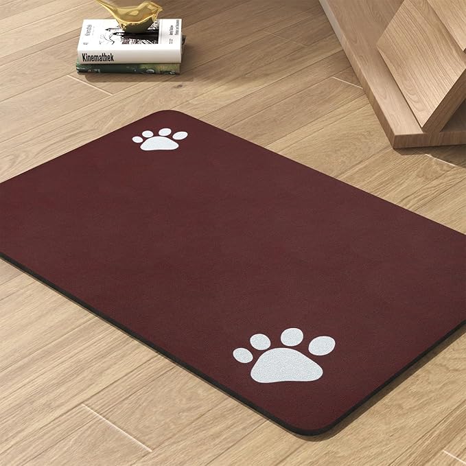 Pet Feeding Mat-Absorbent Dog Mat for Food and Water Bowl-No Stains Quick Dry Water Dispenser Mat-Dog Accessories Pet Supplies-Bowl for Messy Drinkers（RED,23"x34"