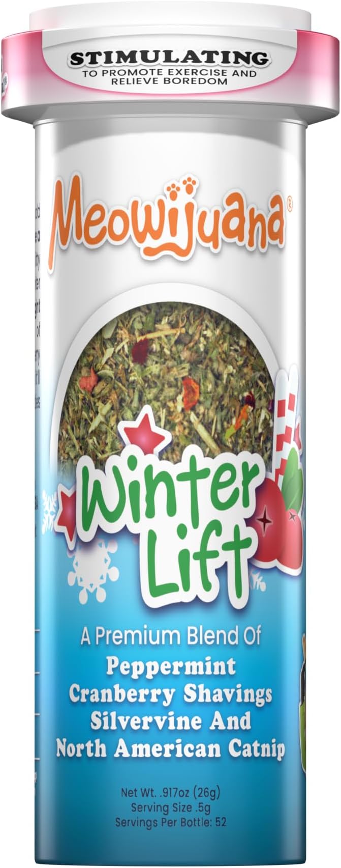 Meowijuana | Winter Lift Catnip Holiday Blend | Premium Organic Catnip | Grown in North America | Perfect for Cat Toys | Fresh Catnip for Extended Playtime