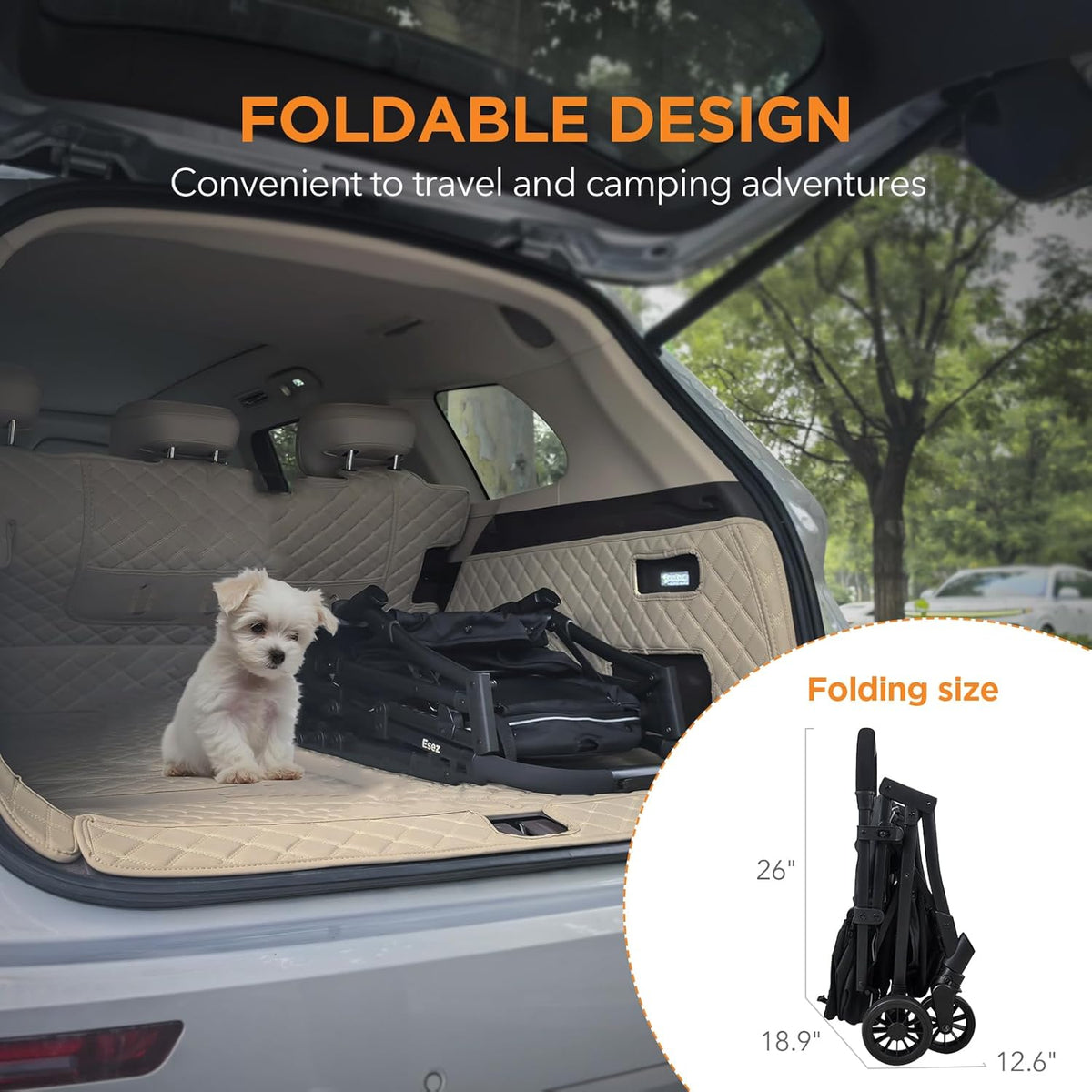 Pet Stroller for Small Dogs – No-Zip Deep Seat, Lightweight Compact Dog Stroller for Small Dogs & Cats with Reflective Trim Storage Basket Soft Waterproof Pad,Foldable Universal Coche para Perro