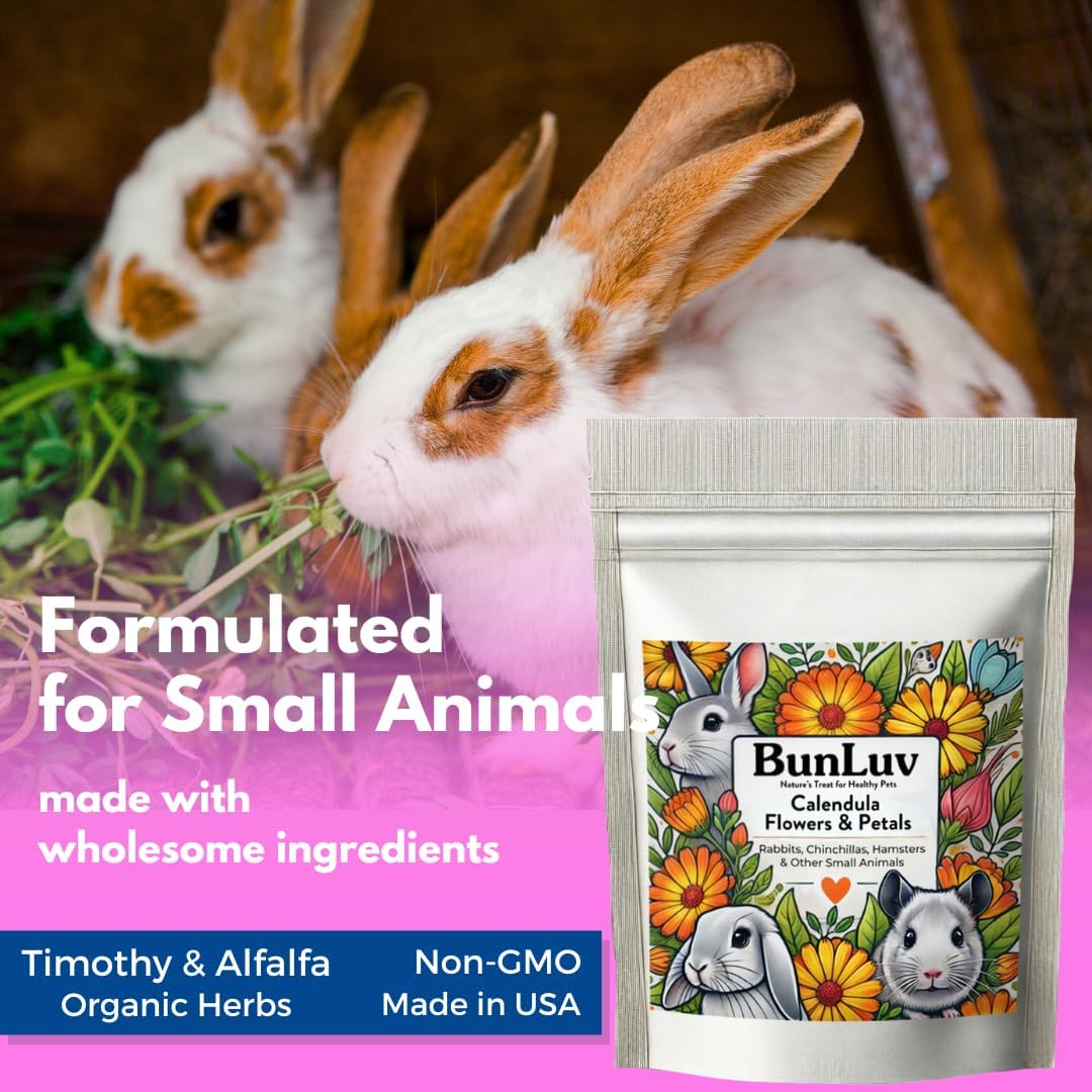 Pampered Chicken Mama Organic Dried Calendula Flowers for Small Animals | Chinchillas, Rabbits, Hamsters, Guinea Pigs | Natural Pet Food Supplement (8 Ounces)