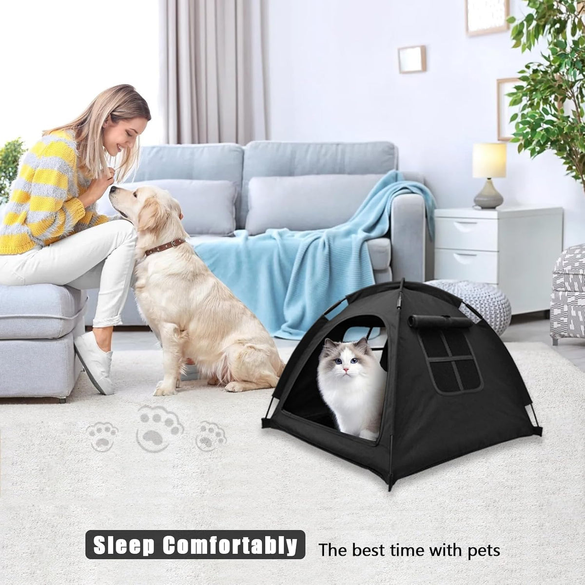 Cat Tent House、Cat's Nest, Quick Assembly and disassembly, Portable Indoor/Outdoor pet Tent House for Cats, Puppies and Other Small Animals