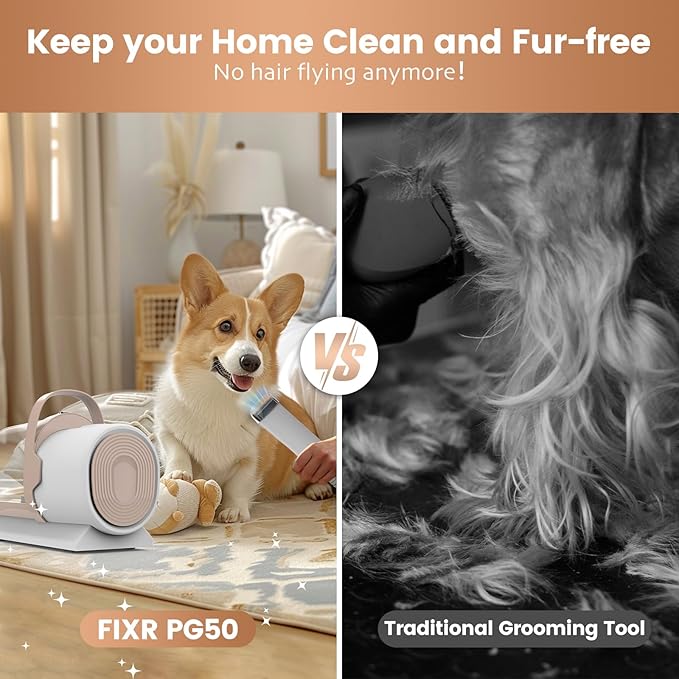 Dog Grooming Vacuum, Pet Grooming Kit with Dog Clippers, 2.5L Dust Cup 11000Pa Dogs Vacuum for Shedding Grooming, 5 Grooming Tools Home Cleaning in 1, Low Noise Pet Grooming Vacuum for Dogs, PG50