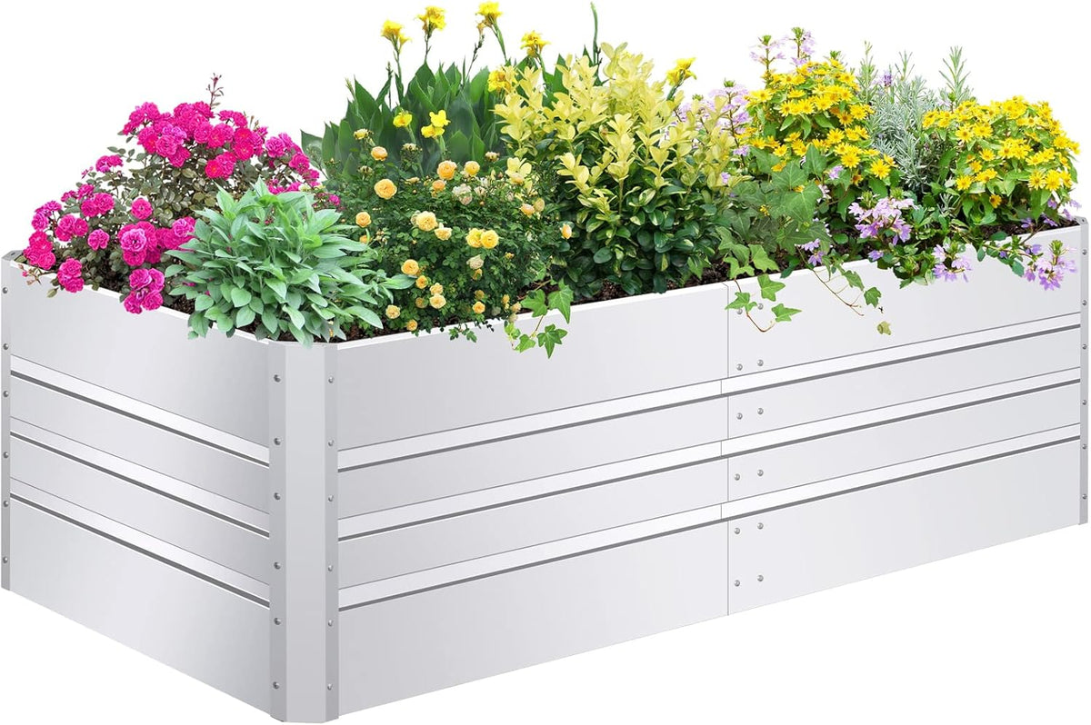 SnugNiture Galvanized Raised Garden Bed 8x4x2FT Outdoor Large Metal Planter Box Steel Kit for Planting Vegetables, Flowers