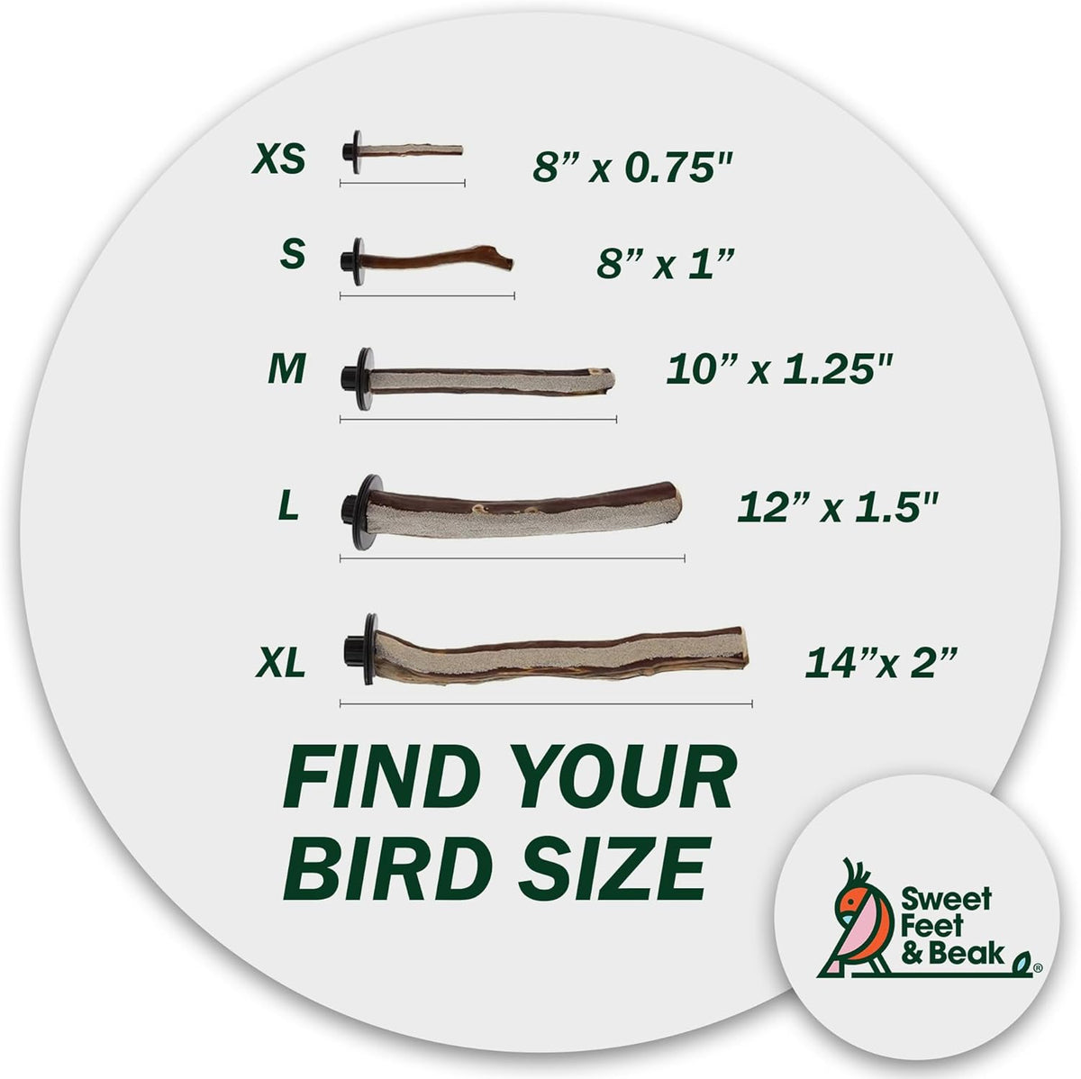 Superoost Manzanita Pumice Pedicure Perch- Easy to Install Bird Cage Accessories for Healthy Feet, Nails and Beak - Natural Bird Perches Imitates Birds' Life in The Wild - L 12"